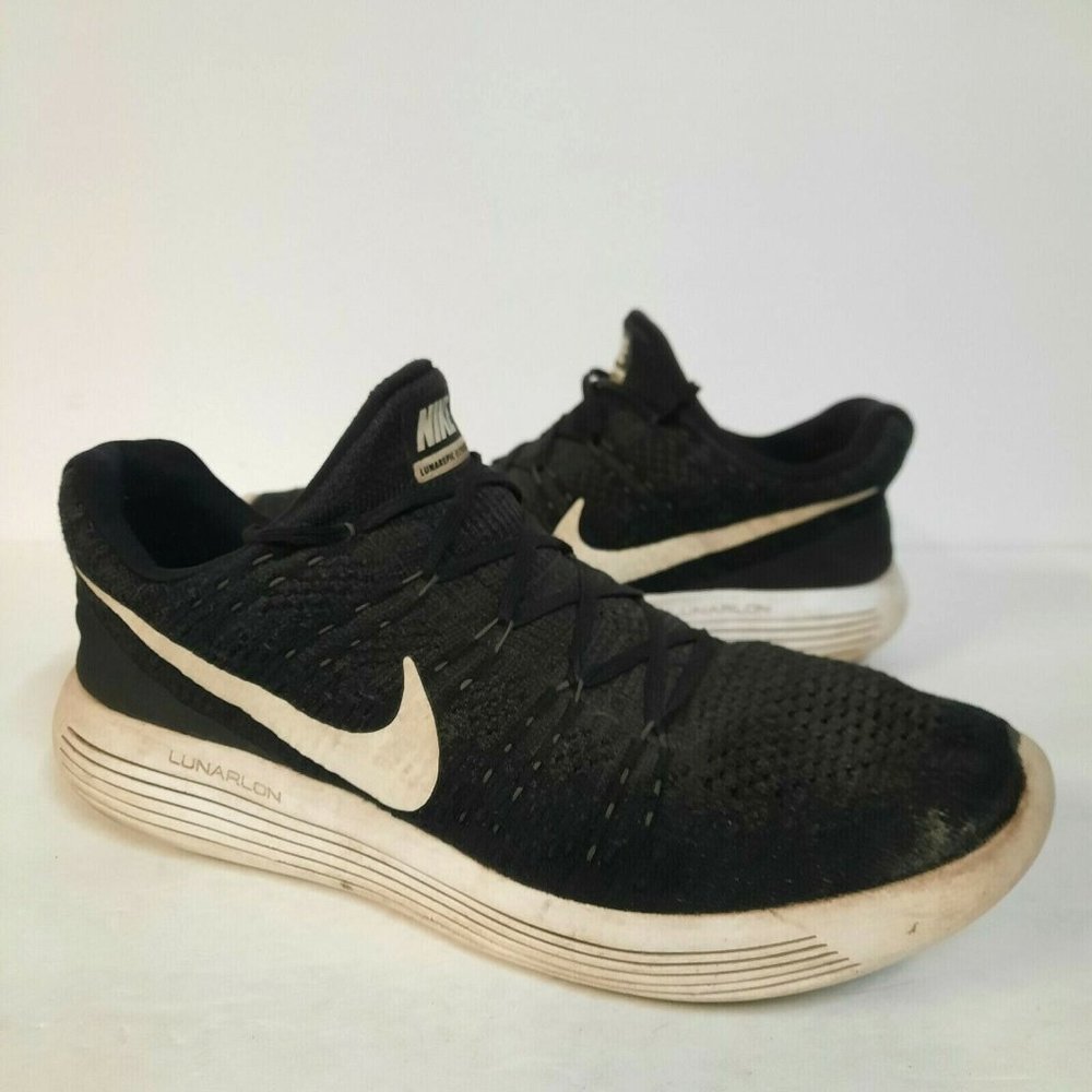 Nike Lunarepic Low Flyknit 2 Running Shoes Sneakers Mens Size 11 Black White